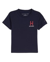 Camiseta Tommy Hilfiger Para Niños, Manga Corta, Cuello En V, Azul Marino, 20 Años - Venta Internacional.