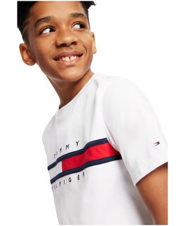 Foto 4 | Foto 4 | Camiseta Tommy Hilfiger De Manga Corta Para Niños Con Bandera De 7 Años, Color Blanco - Venta Internacional.