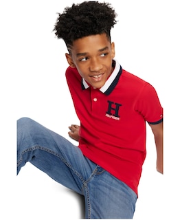 Foto 3 | Foto 3 | Polo Tommy Hilfiger De Manga Corta Para Niños De 10 A 12 Años, Color Rojo - Venta Internacional.