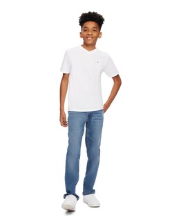 Foto 2 | Foto 2 | Camiseta Tommy Hilfiger Core Con Cuello En V Para Niños Pequeños, Blanca, 3t - Venta Internacional.