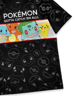 Foto 4 | Foto 4 | Camiseta Pokémon Para Niños Verde/negra Con Pikachu Squirtle Bulbasaur - Venta Internacional.