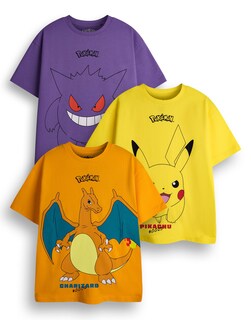 Foto 1 | Foto 1 | Pack De Camisetas Pokémon Boys Amarillas, Naranjas Y Moradas X3 - Venta Internacional.