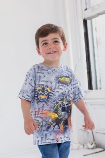 Foto 3 | Foto 3 | Camiseta Monster Jam Maximum Destruction Gris Para Niños De 6 Años - Venta Internacional.