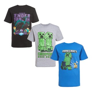 Foto 1 | Foto 1 | Set De Ropa Minecraft Creeper Grid Para Niños Con 3 Camisetas Talla 7 - Venta Internacional.