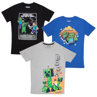 Foto 1 | Foto 1 | Set De Ropa Minecraft Creeper Grid Para Niños Con 3 Camisetas Talla 4 - Venta Internacional.