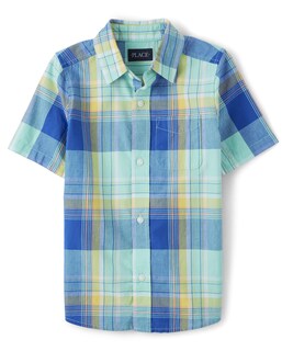 Foto 1 | Foto 1 | Camisa The Children's Place De Manga Corta Con Botones, Color Aguamarina 5/6 - Venta Internacional.