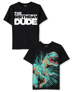 Foto 1 | Foto 1 | Camiseta The Children's Place Boys Bday Dude/dino, Paquete De 2 - Venta Internacional.