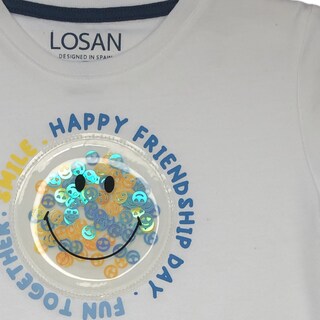 Foto 3 | Foto 3 | Playera Slime Losan 215-1023AL color Blanco Happy Friend Ship Day Fun Together para Niño