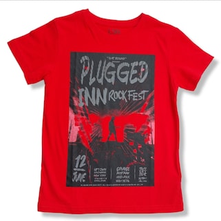 Foto 1 | Foto 1 | Playera Roja Con Texto Estampado ''plugged Inn Rockfest'' Para Niño Losan
