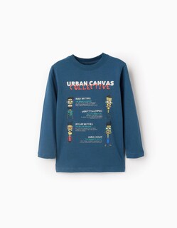 Foto 1 | Foto 1 | Playera De Manga Larga Para Niño 'urban Canvas Turquesa Zippy