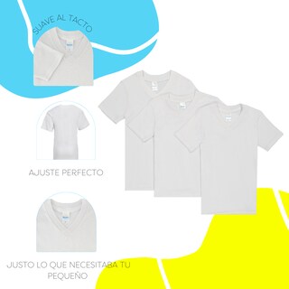 Foto 3 | Foto 3 | Playera Bambi Cuello V Manga Corta 3 Piezas Blanco