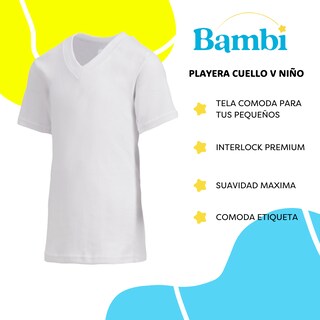 Foto 2 | Foto 2 | Playera Bambi Cuello V Manga Corta 3 Piezas Blanco