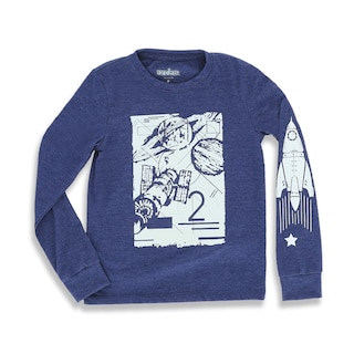 Foto 1 | Foto 1 | Playera Audaz Para Niño De Poliéster Azul Marino Con Estampado Espacial