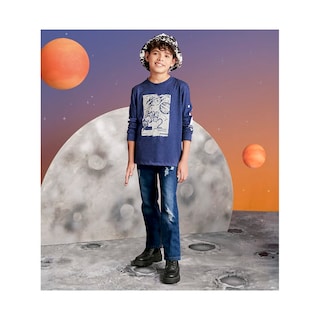 Foto 4 | Foto 4 | Playera Audaz Para Niño De Poliéster Azul Marino Con Estampado Espacial