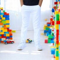 Pantalón De Gabardina Strech Para Niño Y/o Adolescente Color Blanco