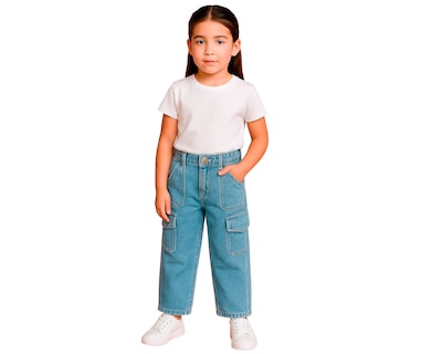 Foto 2 | Foto 2 | Jeans Cargo Niña Ocean Point Pantalón De Mezclilla Con Bolsas Laterales