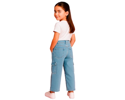 Foto 4 | Foto 4 | Jeans Cargo Niña Ocean Point Pantalón De Mezclilla Con Bolsas Laterales