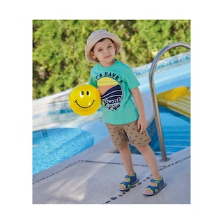 Foto 1 | Foto 1 | Short Audaz Para Niño De Algodón Beige Con Estampado De Tiburones