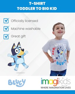 Foto 3 | Foto 3 | Camiseta Bluey Del 4 De Julio Para Niño Y Niña, Gris, Talla 4 - Venta Internacional.