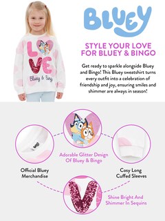 Foto 7 | Foto 7 | Sudadera Bluey Bingo Con Cuello Redondo Para Niñas, Color Blanco 2t - Venta Internacional.