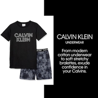 Foto 4 | Foto 4 | Conjunto De Pijama Calvin Klein Para Niños, Color Negro Con Iris Y Mármol, Talla Grande - Venta Internacional.