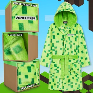 Foto 2 | Foto 2 | Bata De Lana Esponjosa De Minecraft Para Niños De 9 A 10 Años, Color Verde - Venta Internacional.