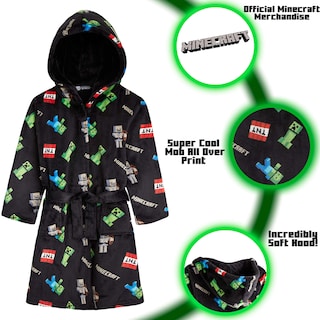 Foto 2 | Foto 2 | Bata De Lana Esponjosa De Minecraft Para Niños De 11 A 12 Años, Negra - Venta Internacional.