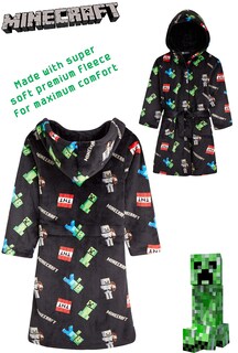 Foto 7 | Foto 7 | Bata De Lana Esponjosa De Minecraft Para Niños De 11 A 12 Años, Negra - Venta Internacional.