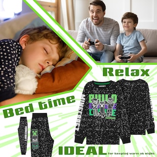 Foto 5 | Foto 5 | Conjunto De Pijama Minecraft Para Niños De 5 A 14 Años, Color Negro - Venta Internacional.
