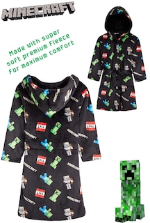 Foto 7 | Foto 7 | Bata De Lana Esponjosa De Minecraft Para Niños De 13 A 14 Años, Color Negro - Venta Internacional.