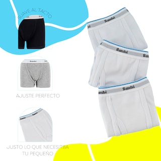 Foto 3 | Foto 3 | Boxer Calzon Bambi Para Niño 3 Piezas Ropa Interior Blanco
