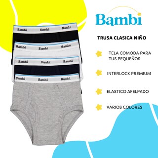 Foto 2 | Foto 2 | Trusa Calzon Bambi Para Niño 3 Piezas Ropa Interior Blanco
