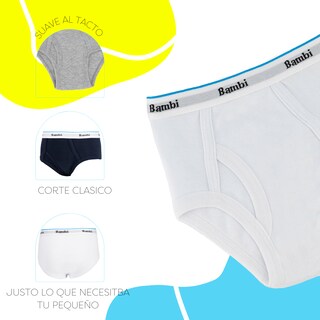 Foto 3 | Foto 3 | Trusa Calzon Bambi Para Niño 3 Piezas Ropa Interior Blanco