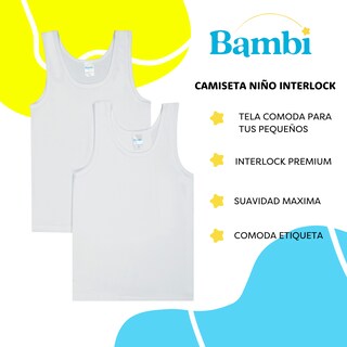 Foto 2 | Foto 2 | Camiseta Bambi Cuello Redondo Sin Mangas 3 Piezas Blanco