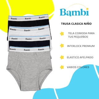 Foto 2 | Foto 2 | Trusa Calzon Bambi Para Niño 3 Piezas Ropa Interior Colores