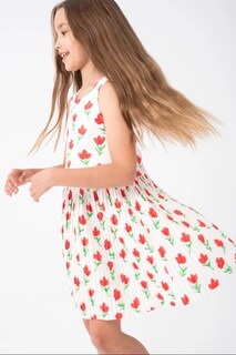 Foto 6 | Foto 6 | Vestido de Punto Boboli Blanco Plisado Estampado de Flores para Niña