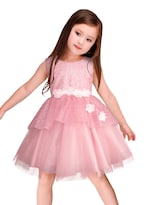 Vestido de Fiesta Rosa Palo Con Brillos Y Flores 3d Para Niñas Gerat