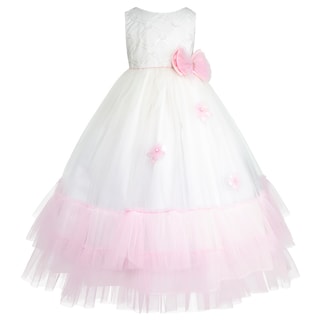 Foto 2 | Foto 2 | Vestido De Fiesta Blanco Y Rosa Con Tul Y Flores Gerat