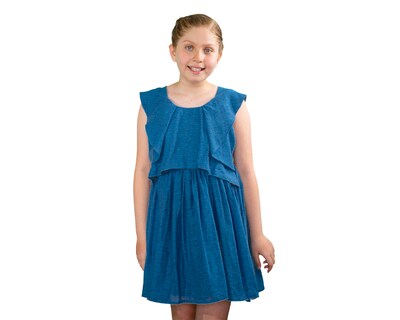 Foto 1 | Foto 1 | Vestido Para Niña Carana Corto, Sin Mangas Con Adornos, Corte Amplio Color Azul