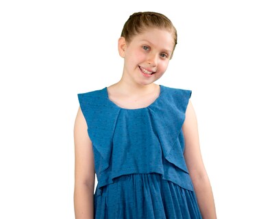 Foto 4 | Foto 4 | Vestido Para Niña Carana Corto, Sin Mangas Con Adornos, Corte Amplio Color Azul