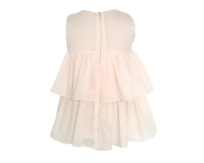 Foto 2 | Foto 2 | Vestido Pata Niña Carana En Algodón Color Beige, Sin Mangas, Corte Pecho Con Dos Olanes