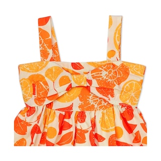 Foto 2 | Foto 2 | Vestido Coqueta Para Niña En Algodón Naranja Con Estampado Frutal Y Diadema