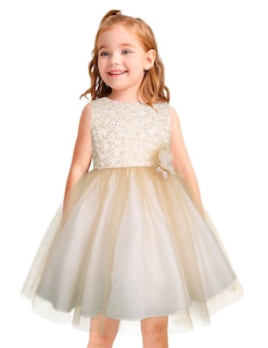 Foto 1 | Foto 1 | Vestido Dorado De Fiesta Para Niña Con Moño Grande Gerat