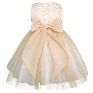 Foto 3 | Foto 3 | Vestido Dorado De Fiesta Para Niña Con Moño Grande Gerat