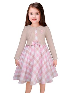 Foto 1 | Foto 1 | Vestido A Cuadros Rosa Con Suéter Beige Para Niña Gerat