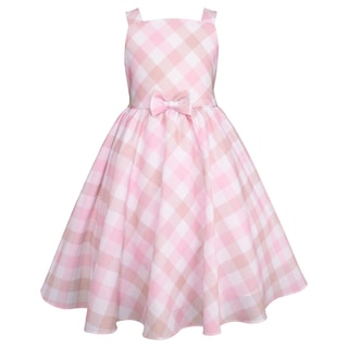 Foto 4 | Foto 4 | Vestido A Cuadros Rosa Con Suéter Beige Para Niña Gerat