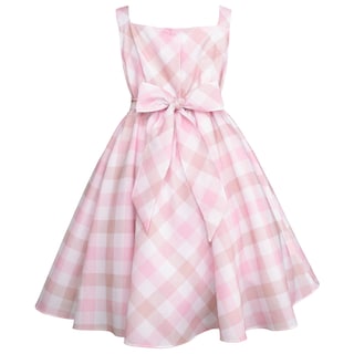 Foto 5 | Foto 5 | Vestido A Cuadros Rosa Con Suéter Beige Para Niña Gerat