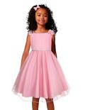 Vestido Rosa De Fiesta Para Niñas Con Tul Y Moños Brillante Gerat