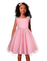 Vestido Rosa De Fiesta Para Niñas Con Tul Y Moños Brillante Gerat