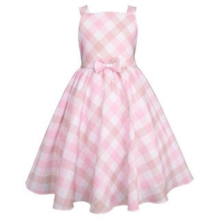 Foto 4 | Foto 4 | Vestido A Cuadros Rosa Con Suéter Beige Para Niña Gerat